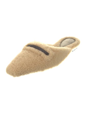 Brunello Cucinelli Faux Fur Beaded Accents Mules