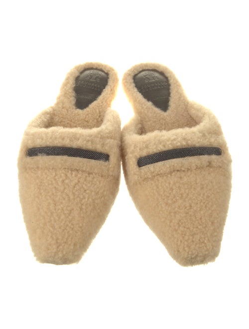 Brunello Cucinelli Faux Fur Beaded Accents Mules