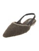 Brunello Cucinelli Faux Fur Beaded Accents Slingback Flats