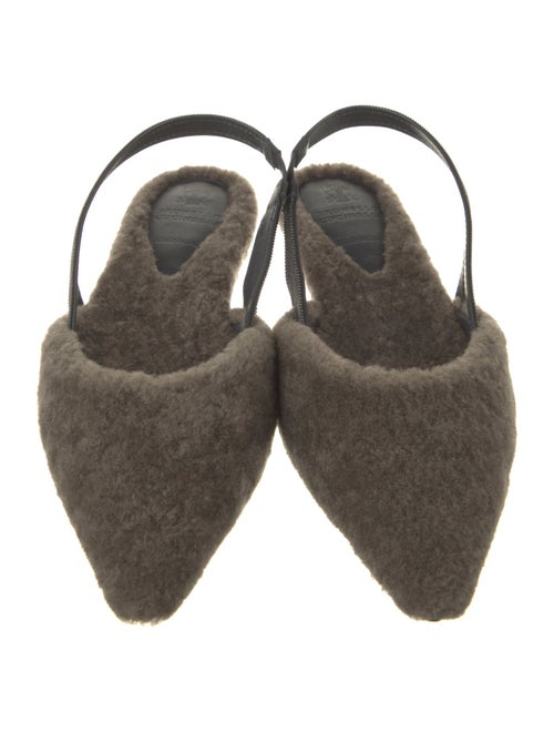 Brunello Cucinelli Faux Fur Beaded Accents Slingback Flats