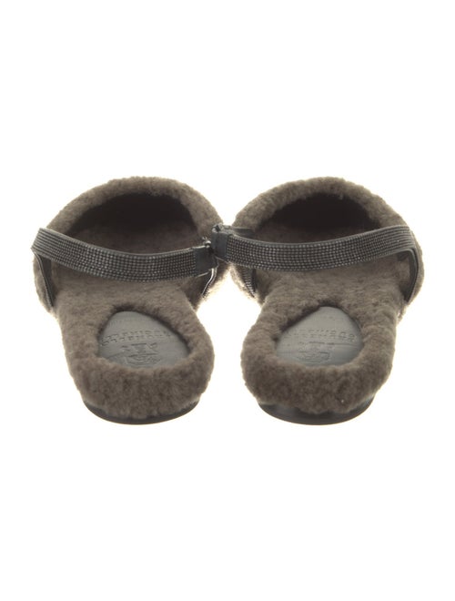 Brunello Cucinelli Faux Fur Beaded Accents Slingback Flats