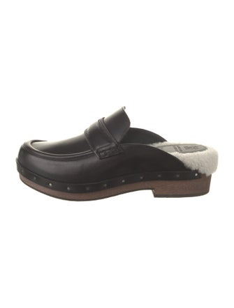 Brunello Cucinelli Leather Faux Fur Trim Mules