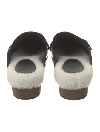 Brunello Cucinelli Leather Faux Fur Trim Mules