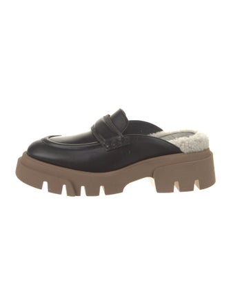 Brunello Cucinelli Leather Fur Trim Mules