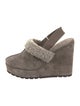 Brunello Cucinelli Suede Fur Trim Slingback Pumps