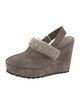 Brunello Cucinelli Suede Fur Trim Slingback Pumps