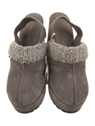 Brunello Cucinelli Suede Fur Trim Slingback Pumps