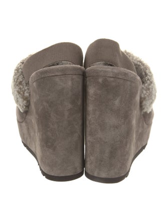 Brunello Cucinelli Suede Fur Trim Slingback Pumps