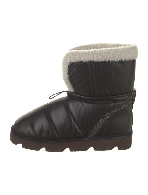 Brunello Cucinelli Leather Faux Fur Trim Boots