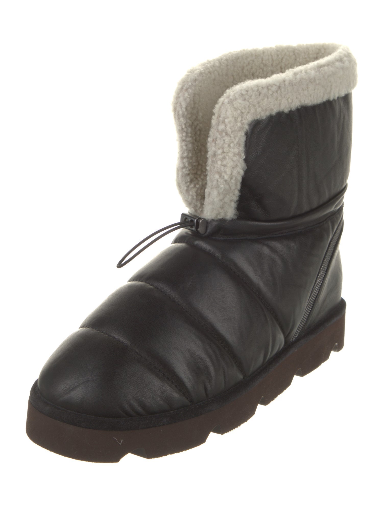 Brunello Cucinelli Leather Faux Fur Trim Boots