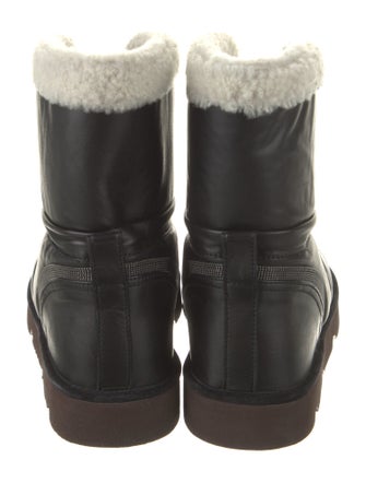 Brunello Cucinelli Leather Faux Fur Trim Boots