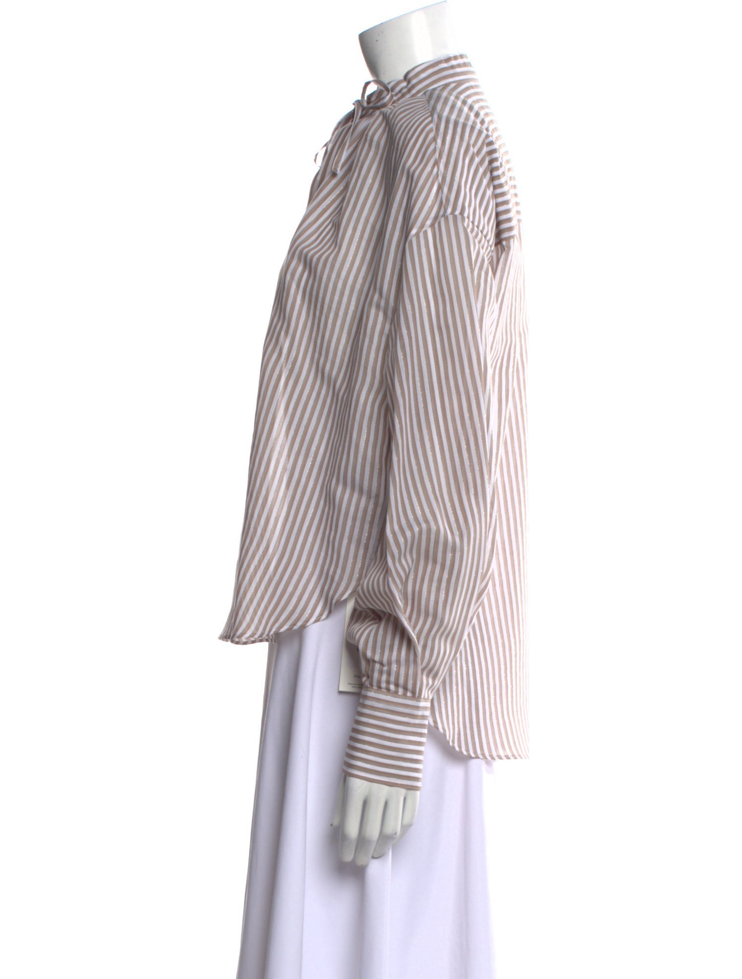 Brunello Cucinelli Striped Long Sleeve Button-Up Top w/ Tags