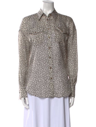 Brunello Cucinelli Silk Printed Button-Up Top