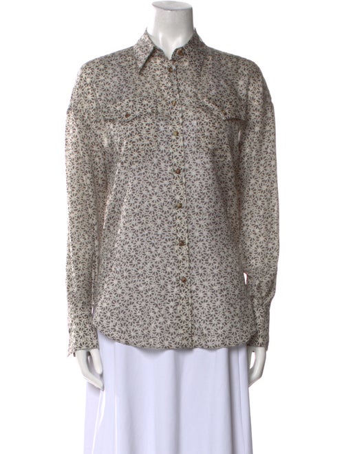 Brunello Cucinelli Silk Printed Button-Up Top
