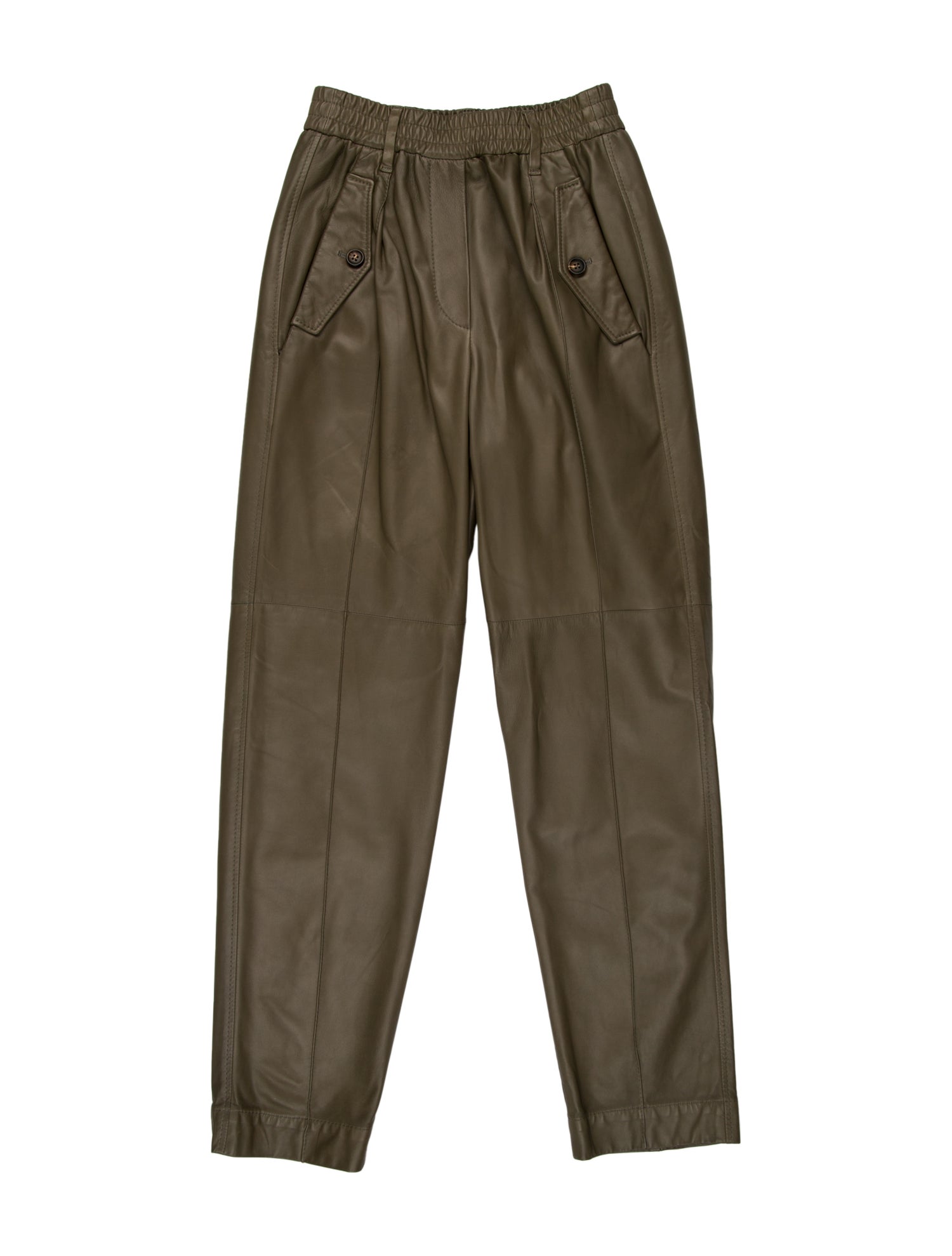 Brunello Cucinelli Leather Straight Leg Pants