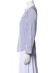 Brunello Cucinelli Striped Three-Quarter Sleeve Button-Up Top