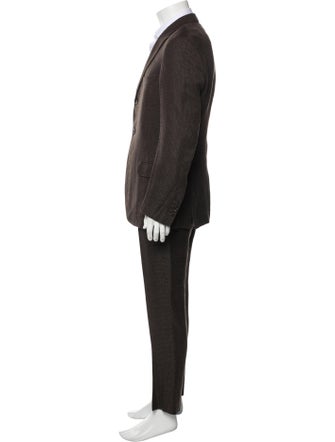 Brunello Cucinelli Linen Plaid Print Two-Piece Suit