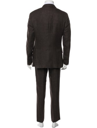 Brunello Cucinelli Linen Plaid Print Two-Piece Suit