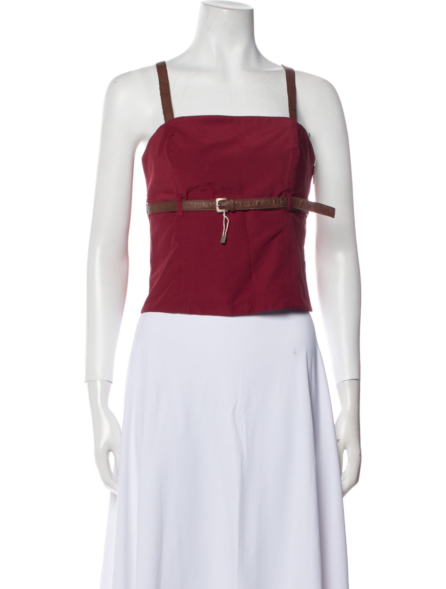 Brunello Cucinelli Square Neckline Sleeveless Crop Top