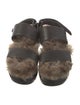 Brunello Cucinelli Leather Fur Trim Slingback Sandals