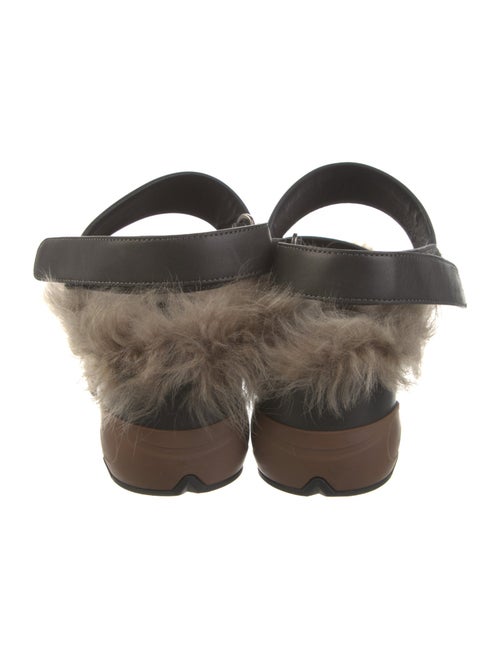 Brunello Cucinelli Leather Fur Trim Slingback Sandals