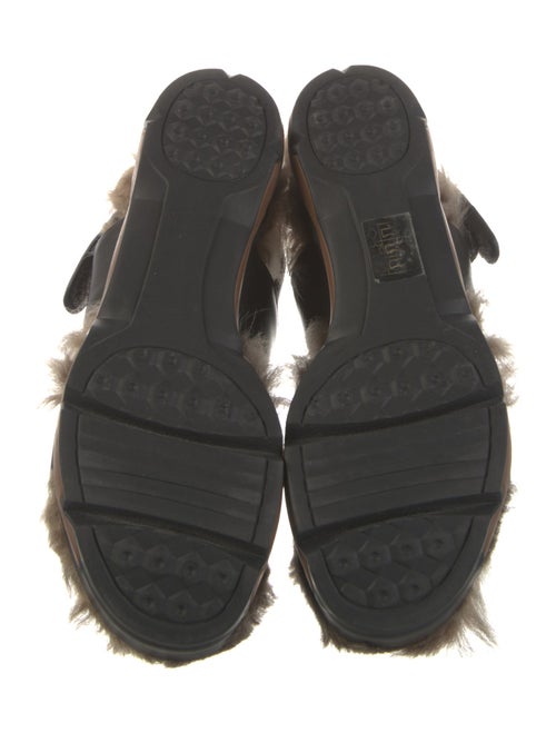 Brunello Cucinelli Leather Fur Trim Slingback Sandals