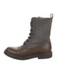 Brunello Cucinelli Leather Printed Combat Boots