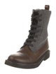Brunello Cucinelli Leather Printed Combat Boots