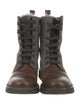 Brunello Cucinelli Leather Printed Combat Boots