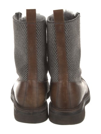 Brunello Cucinelli Leather Printed Combat Boots