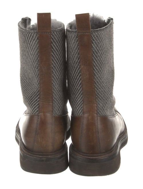 Brunello Cucinelli Leather Printed Combat Boots