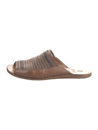 Brunello Cucinelli Monili Leather Slides