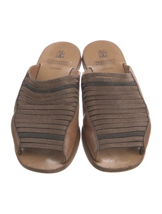Brunello Cucinelli Monili Leather Slides
