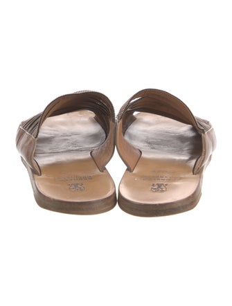 Brunello Cucinelli Monili Leather Slides