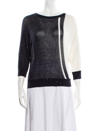 Brunello Cucinelli Linen Bateau Neckline Sweater