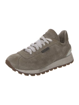 Brunello Cucinelli Suede Beaded Accents Athletic Sneakers
