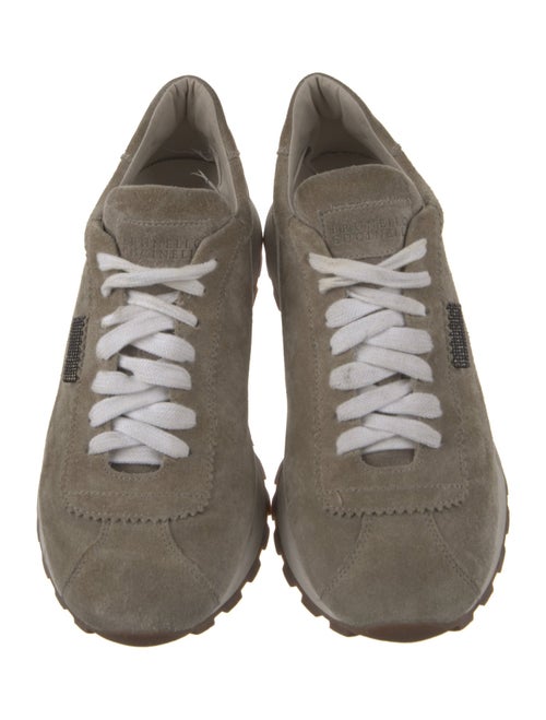 Brunello Cucinelli Suede Beaded Accents Athletic Sneakers