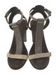 Brunello Cucinelli Monili Leather T-Strap Sandals