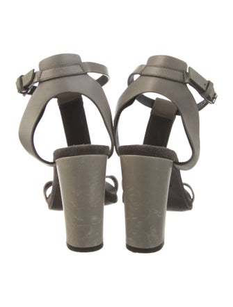 Brunello Cucinelli Monili Leather T-Strap Sandals