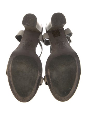 Brunello Cucinelli Monili Leather T-Strap Sandals
