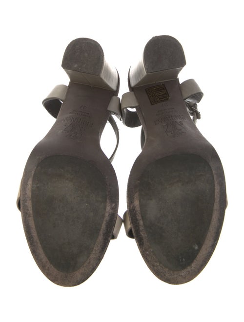 Brunello Cucinelli Monili Leather T-Strap Sandals