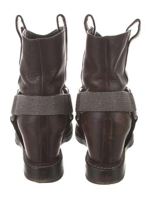 Brunello Cucinelli Monili Leather Moto Boots
