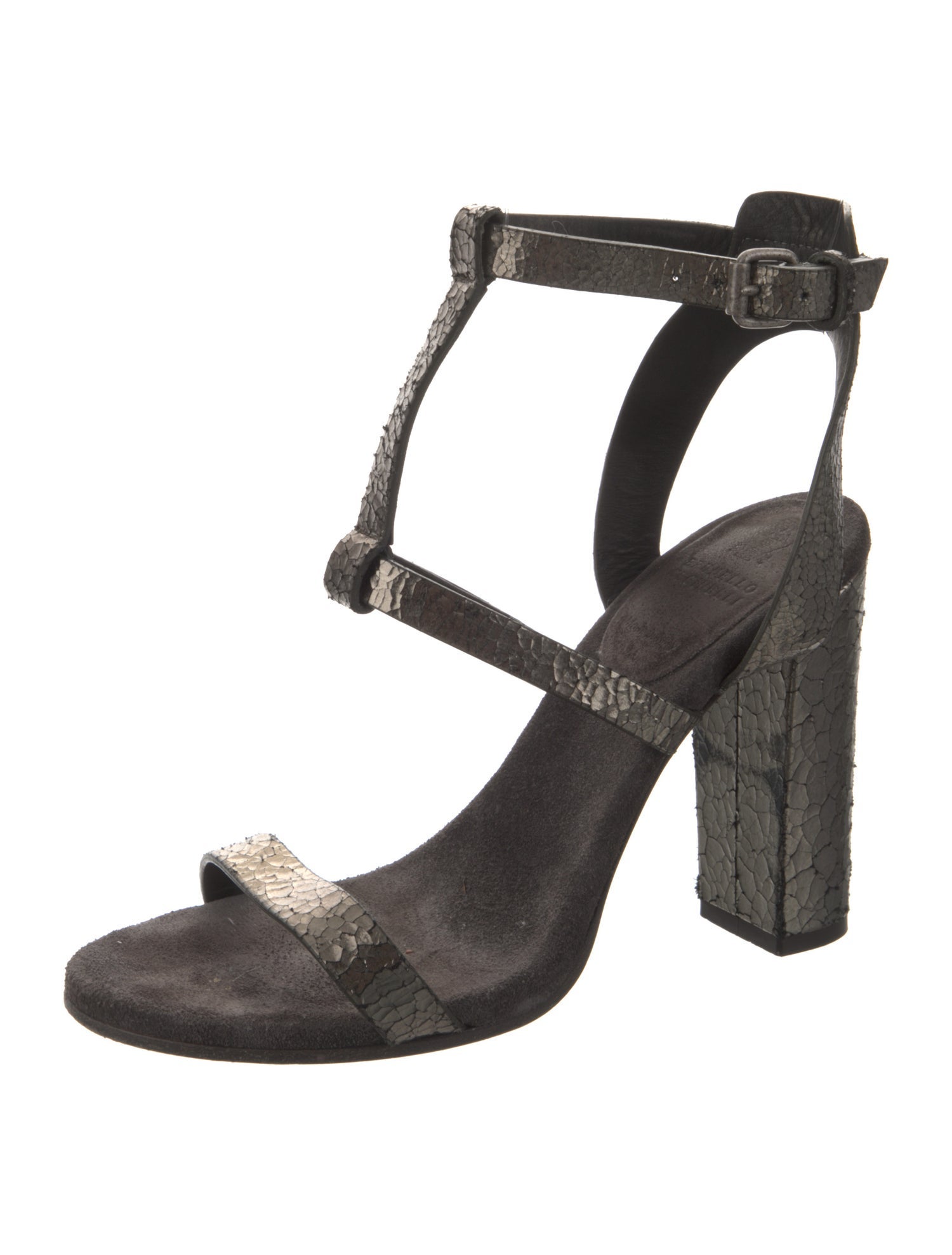 Brunello Cucinelli Leather T-Strap Sandals