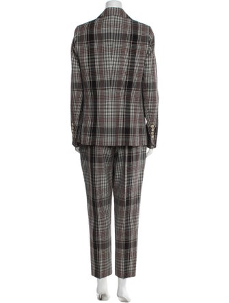 Brunello Cucinelli Virgin Wool Plaid Print Pantsuit
