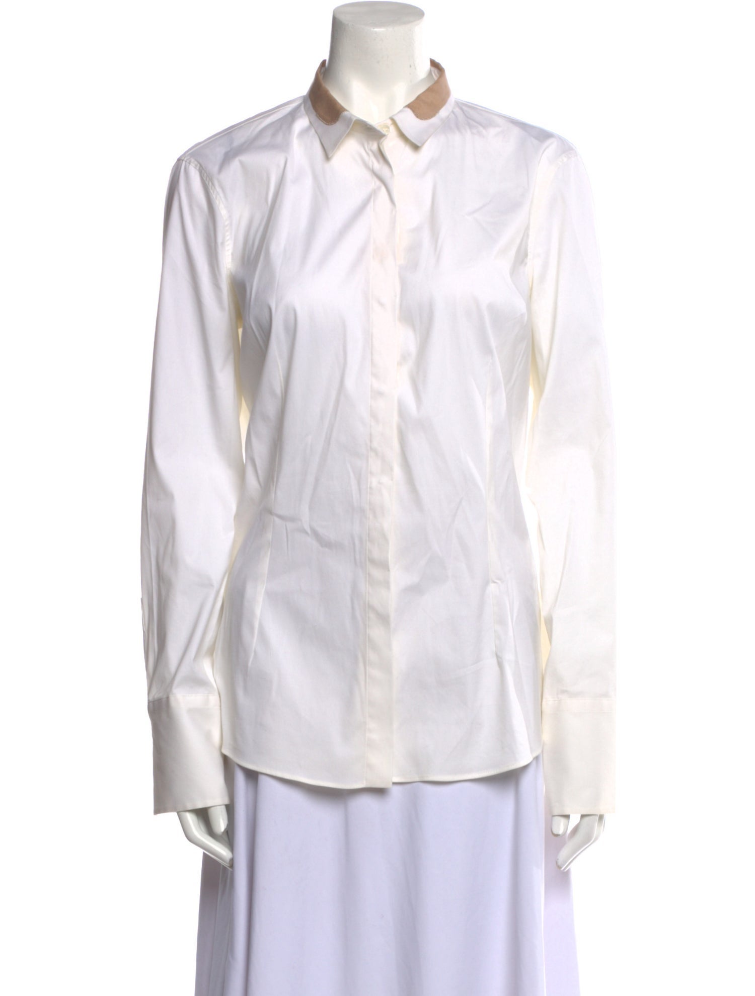 Brunello Cucinelli Silk Long Sleeve Button-Up Top