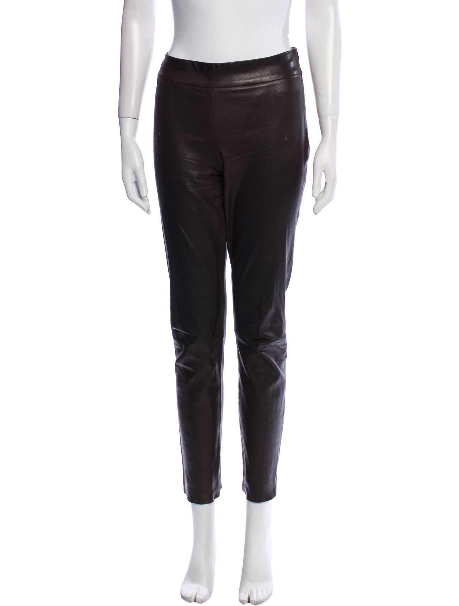 Brunello Cucinelli Leather Straight Leg Pants