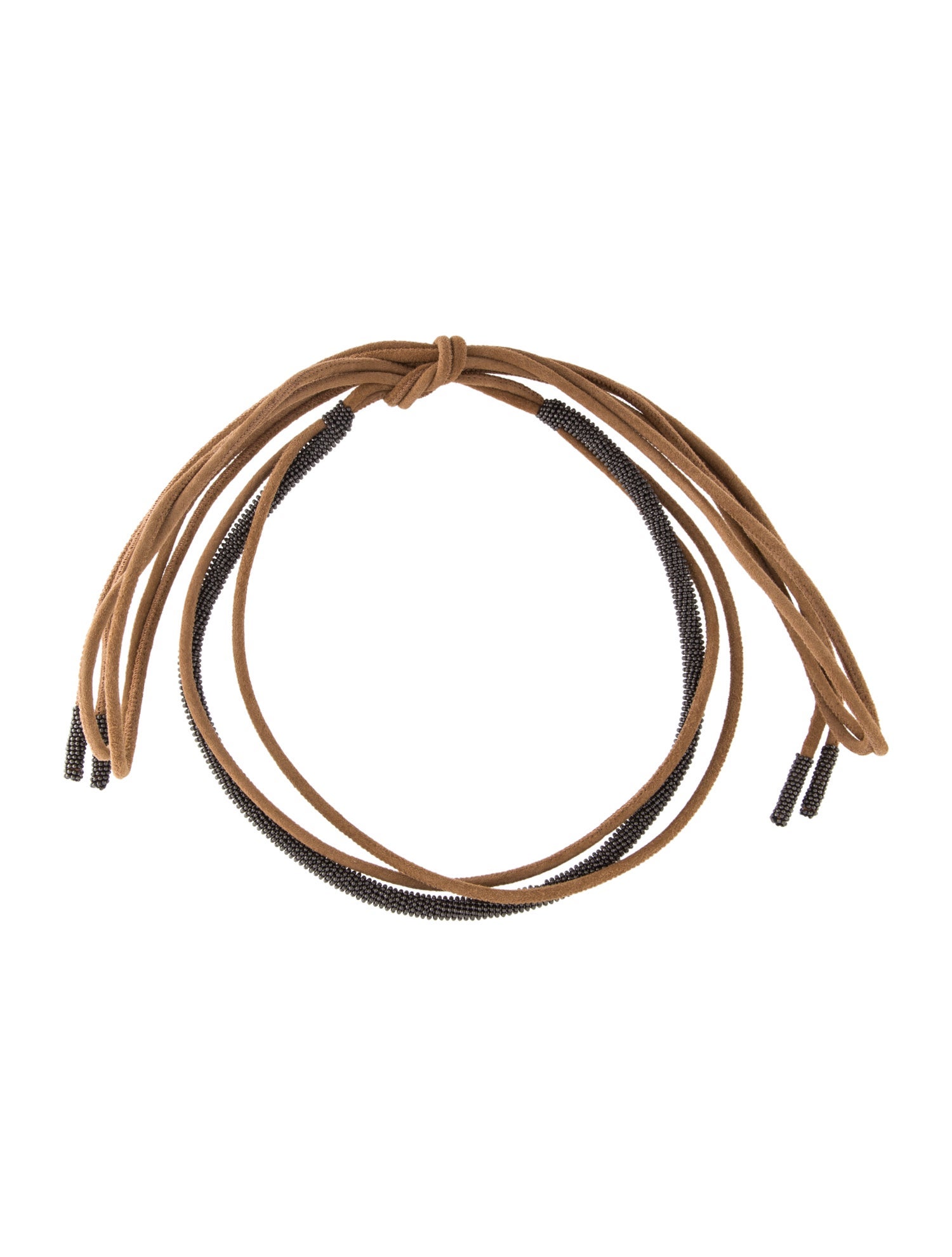 Brunello Cucinelli Suede Monili Collar Necklace