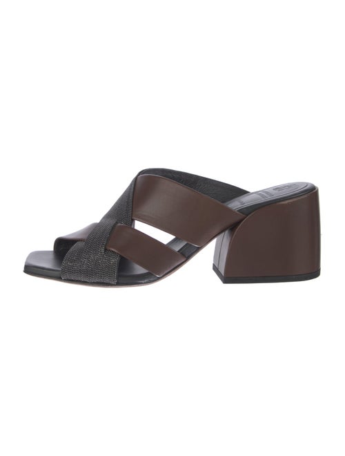 Brunello Cucinelli Monili Leather Slides
