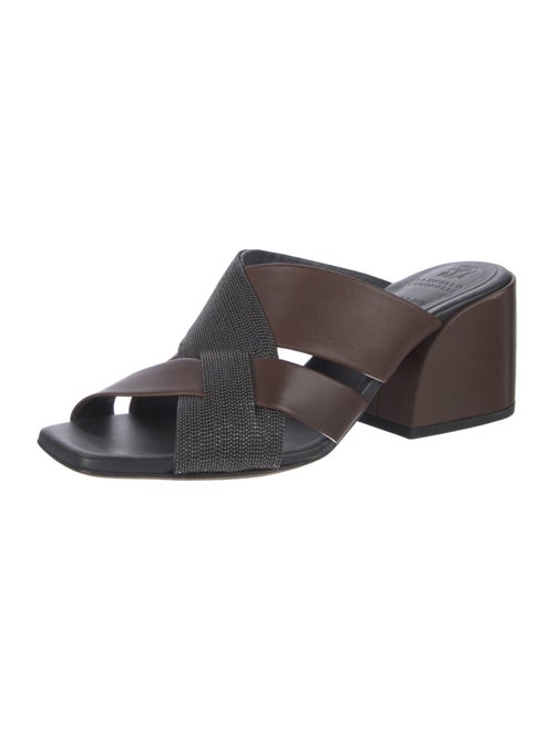 Brunello Cucinelli Monili Leather Slides