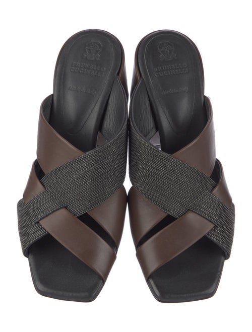 Brunello Cucinelli Monili Leather Slides